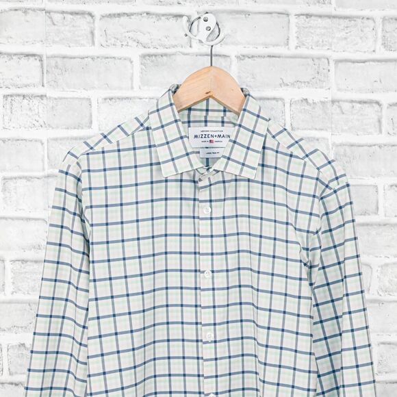 Mizzen + Main Men's Trim fit Button up Shirt Multi color check size Large - Picture 4 of 5